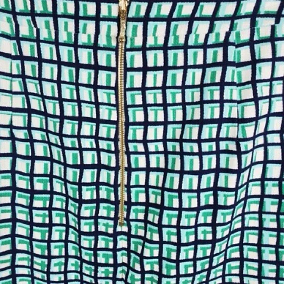 EUC KATE SPADE Stylish Green and White Checkered Mid Length Skirt, Fully Lined - Picture 6 of 16